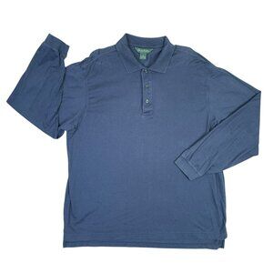 Brooks Brothers Golf Polo Shirt Mens XL Navy Blue Pima Cotton Long Sleeve Soft